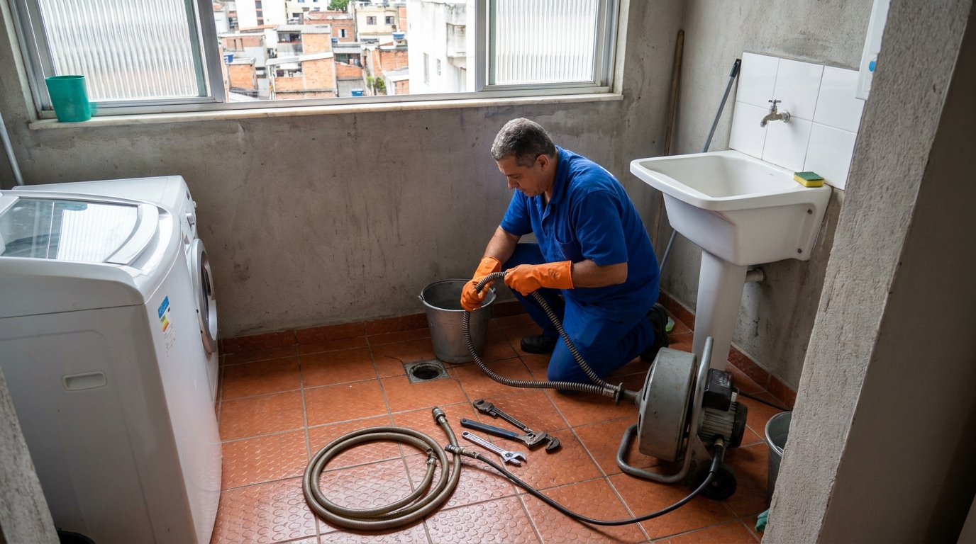 Desentupimento de ralo com equipamento em Rio Claro‑SP